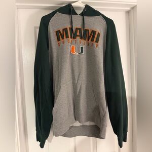 Men’s Miami Hurricanes Colosseum Green and Gray Hoodie Size Large